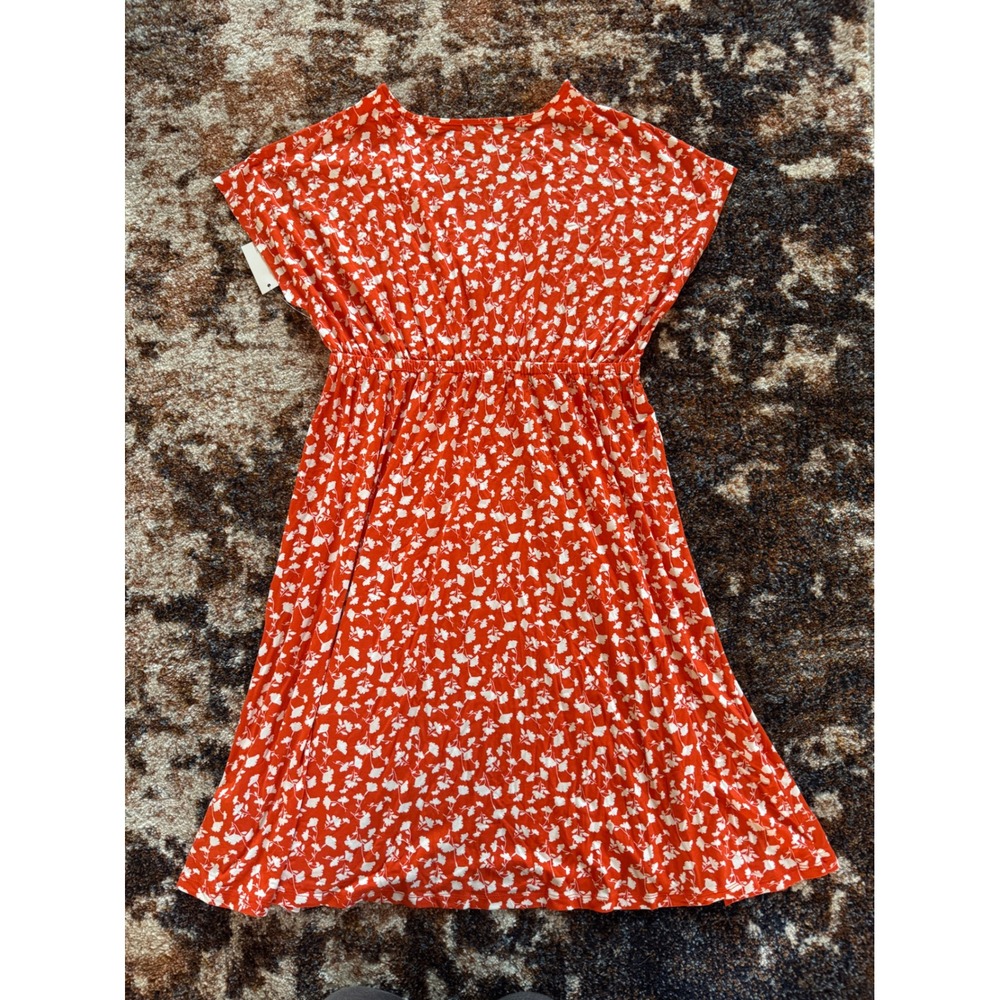 Amazon‎ Essentials Womens Orange Floral V-Neck Empire Waist Dress Size M NEW - Picture 9 of 12